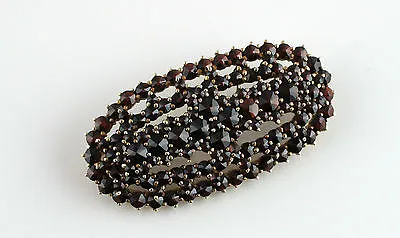 Antique Vintage Austrian Bohemian Gilt Silver Garnet Brooch Pin