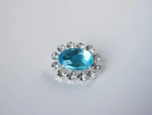 Aquamarine Blue Crystal Cluster Brooch