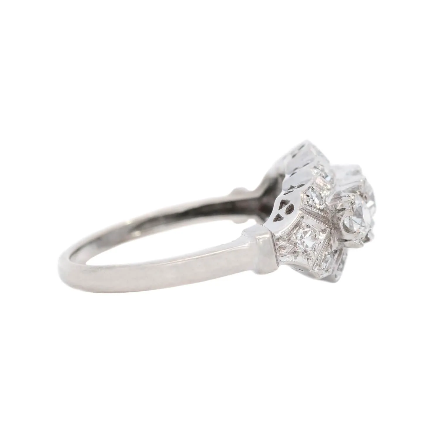 Art Deco 14k Diamond Three Stone Engagement Ring