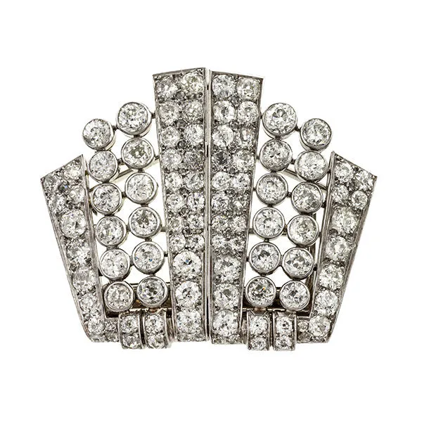 Art Deco Diamond Double Clip Brooch