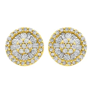 Baguette Wheel Diamond Earrings 1.00cttw 10K Yellow Gold