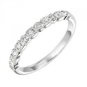 Bead Set Station Diamond Ring .11 Cttw 10K White Gold