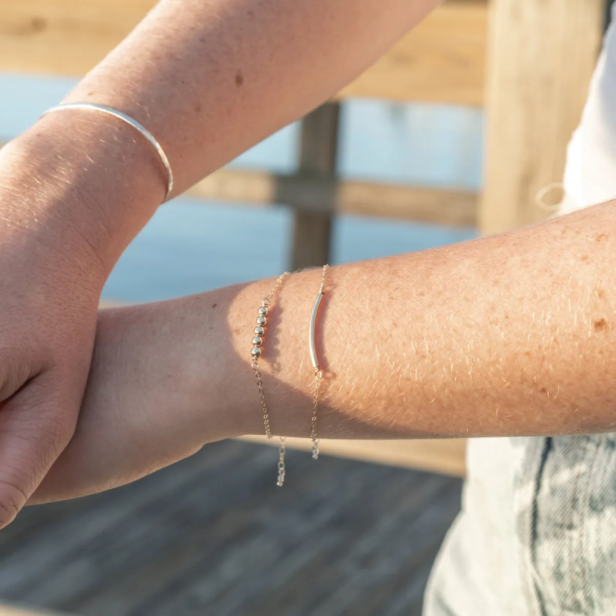 Beads and Curved Bar Bracelet