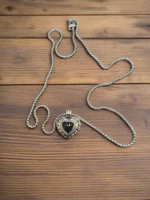 Black Stone Heart Locket