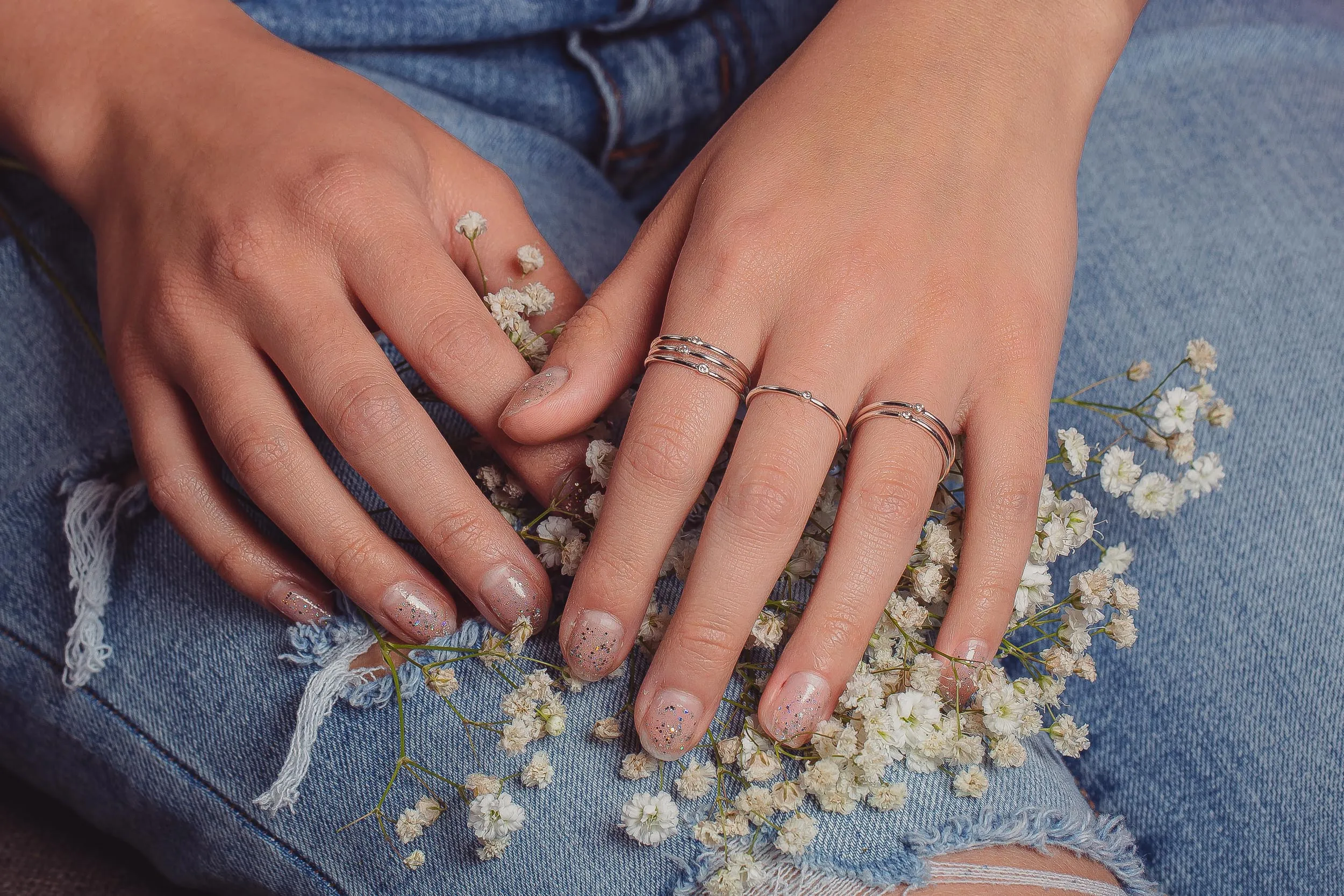 Blue Diamond Stacking Rings