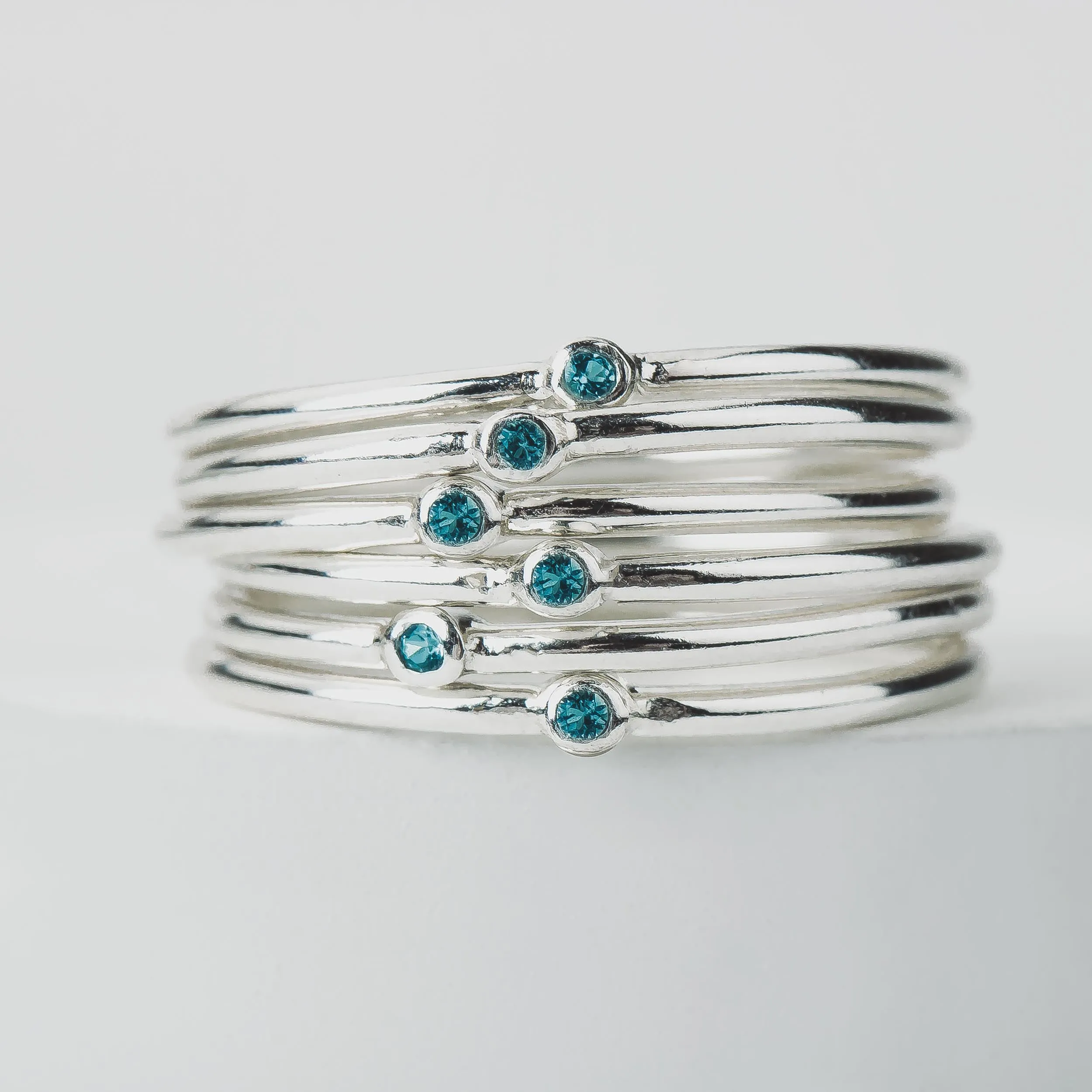 Blue Diamond Stacking Rings