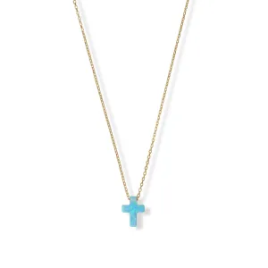 Blue Opal Cross Pendant