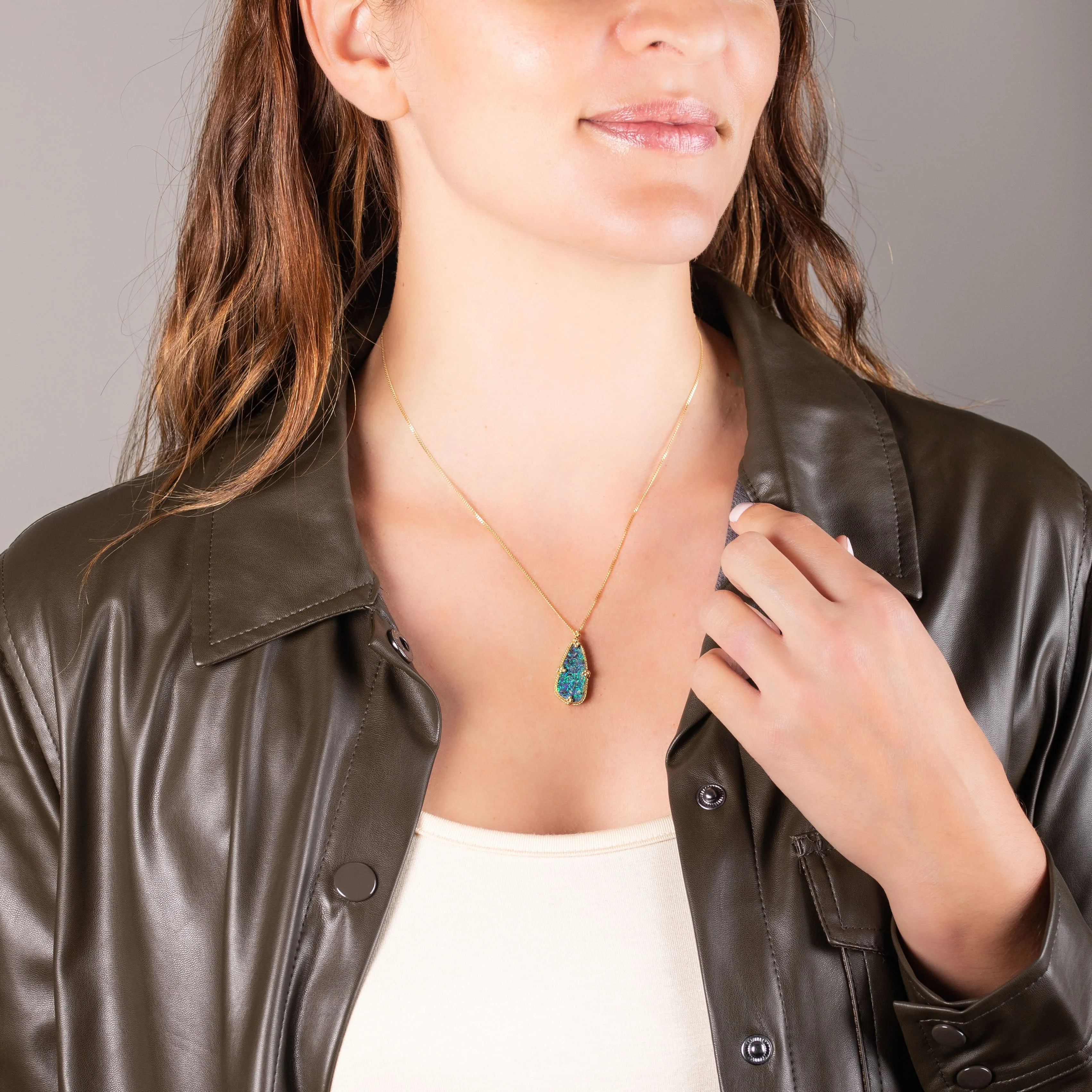 Boulder Opal Large Teardrop Necklace