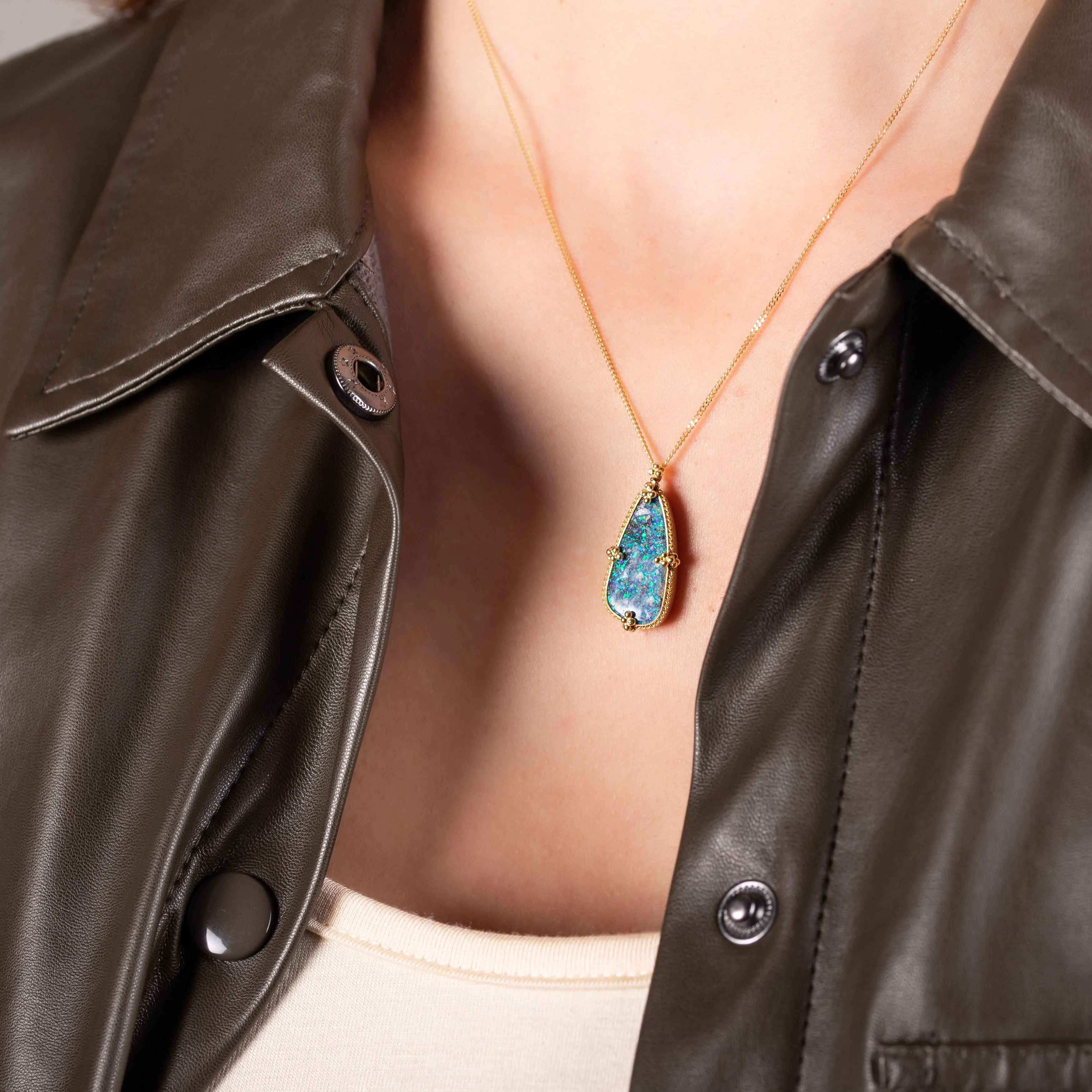 Boulder Opal Large Teardrop Necklace