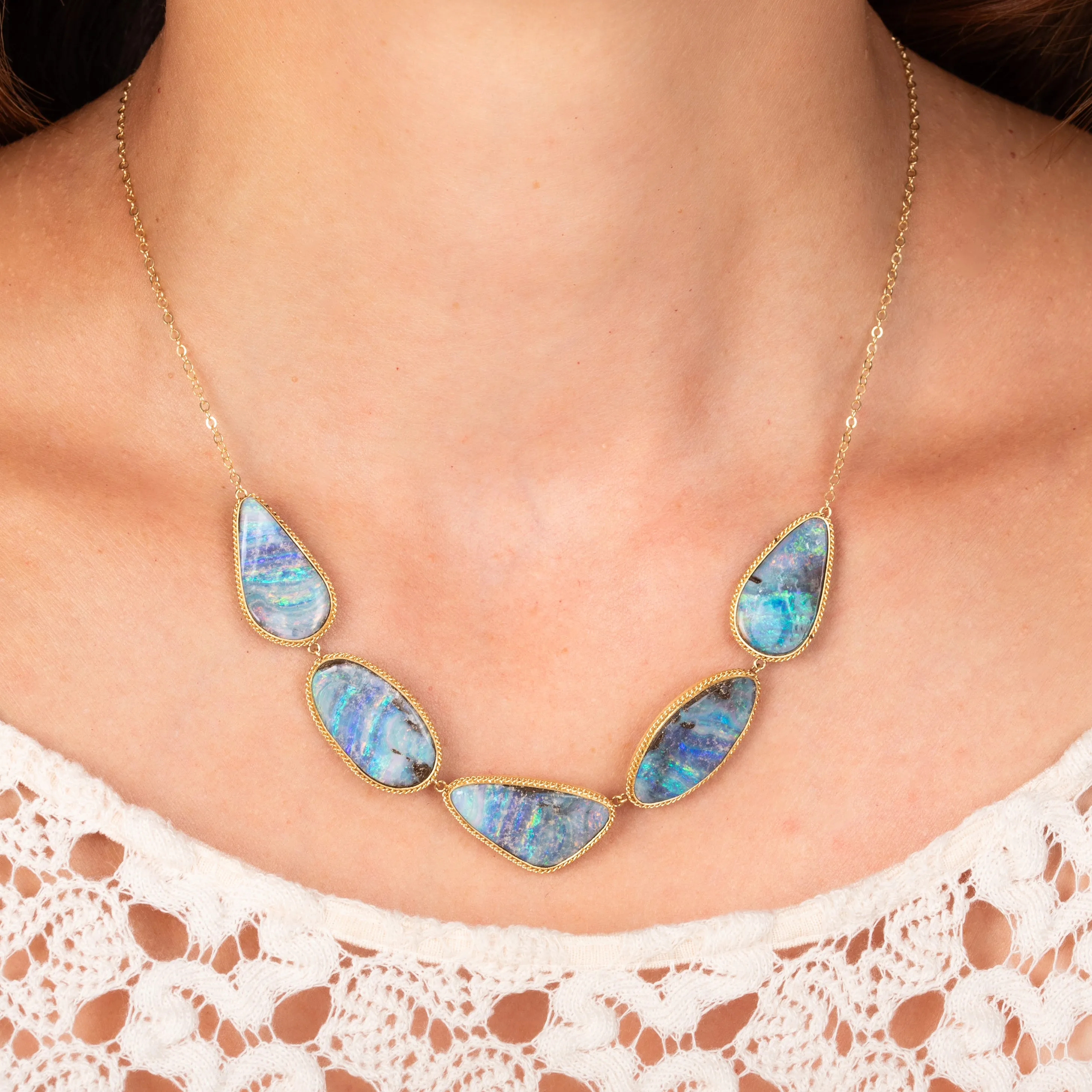 Boulder Opal Pebble Necklace