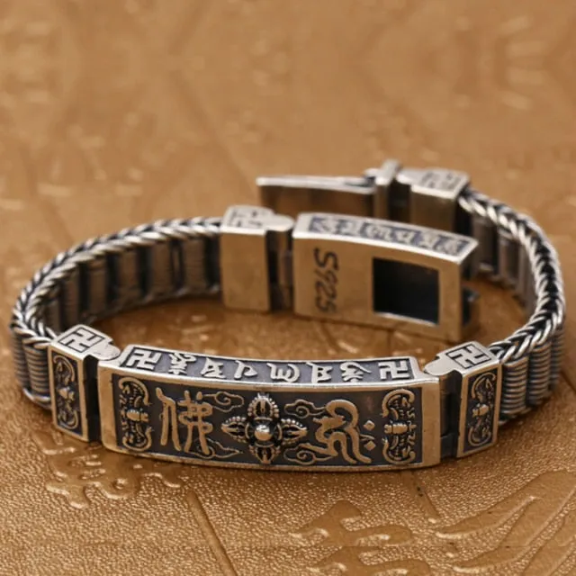 Buddha Lection Style Embossed Bracelet