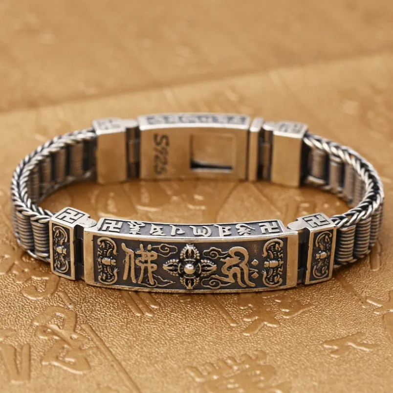 Buddha Lection Style Embossed Bracelet