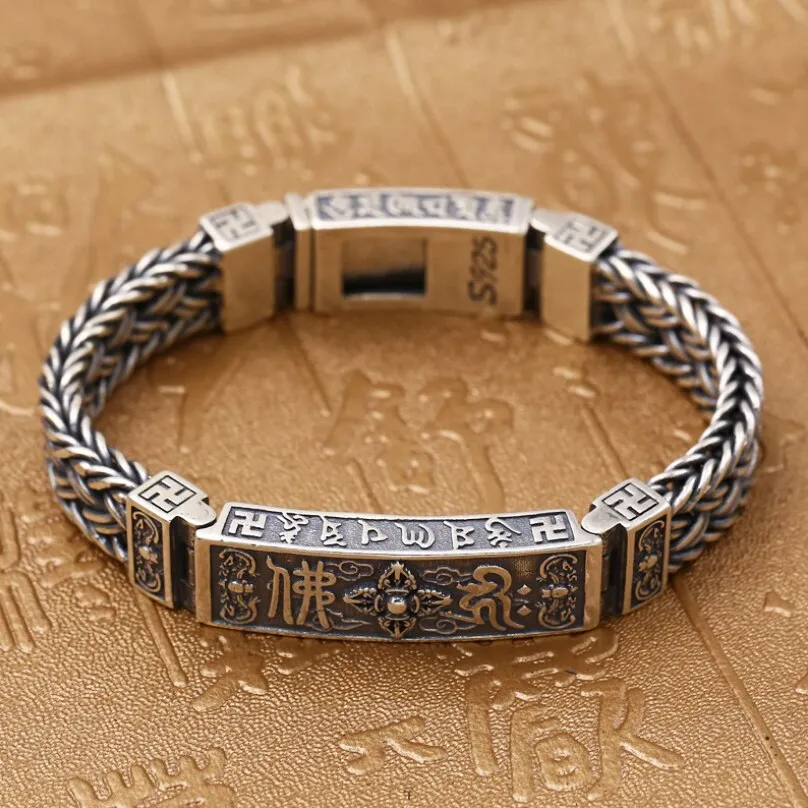 Buddha Lection Style Embossed Bracelet