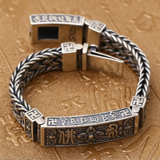 Buddha Lection Style Embossed Bracelet