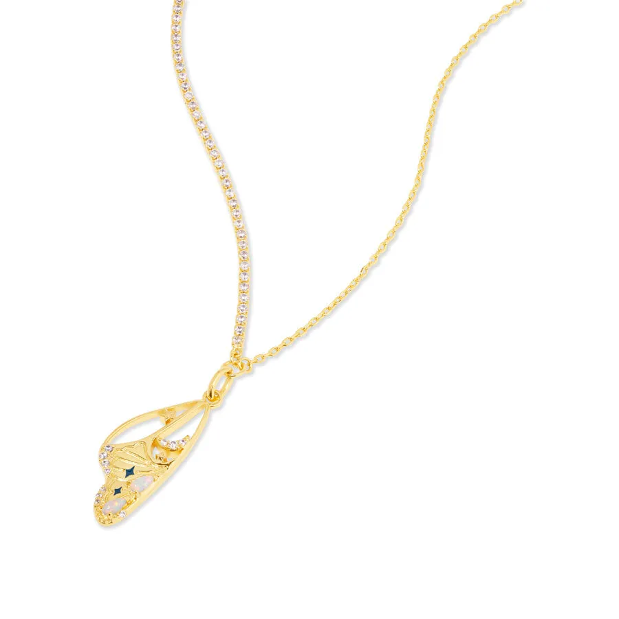 Butterfly Tennis Opal & Gold Necklace