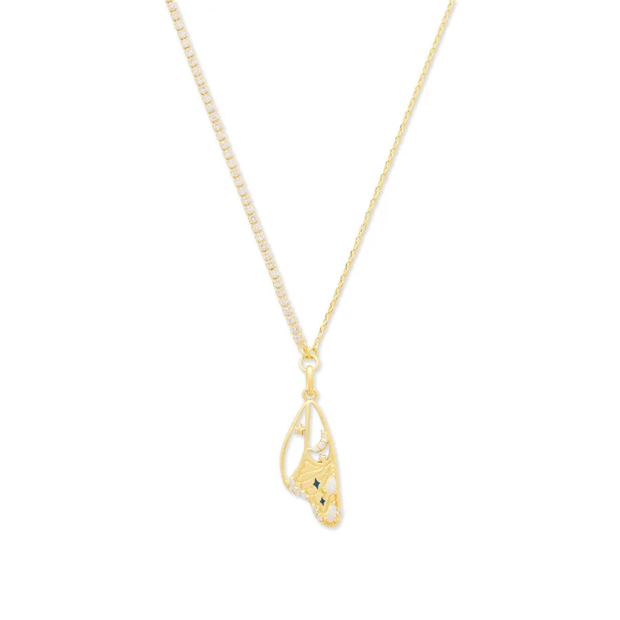 Butterfly Tennis Opal & Gold Necklace