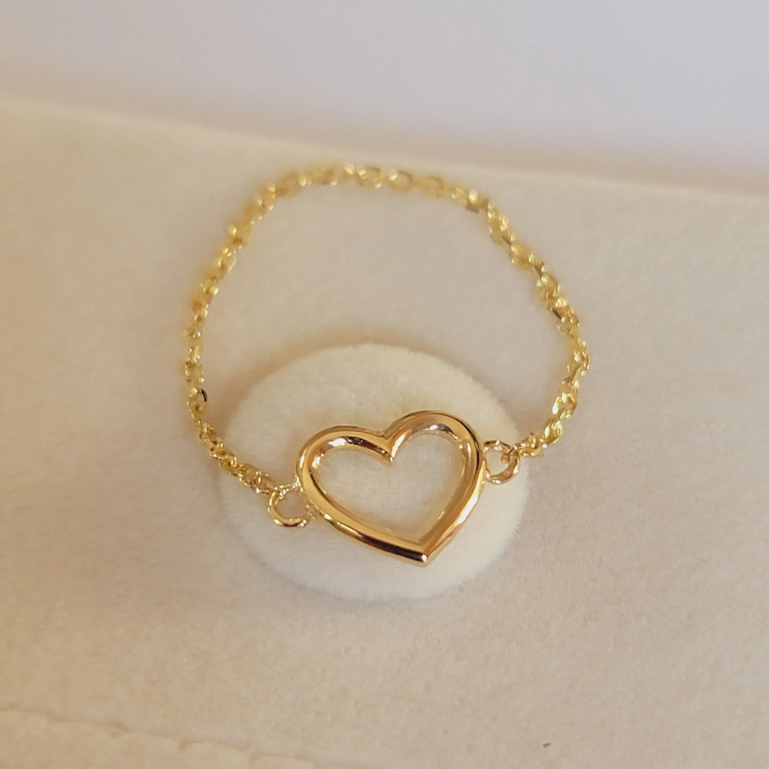 Chain Ring, 14k Solid Gold Chain Ring, Heart Chain Ring, Minimalist Ring, Dainty Ring, Gold Heart Ring, Ring for Her, Stacking Rings