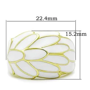 CJG1443 Wholesale White Epoxy Gold Plated Stainless Steel Cocktail Ring