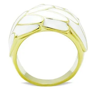 CJG1443 Wholesale White Epoxy Gold Plated Stainless Steel Cocktail Ring