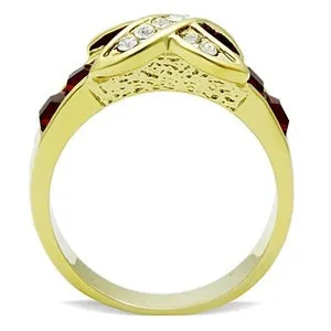 CJG1444 Wholesale Crossing Gold Plated Stainless Steel Crystal Ring