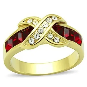 CJG1444 Wholesale Crossing Gold Plated Stainless Steel Crystal Ring