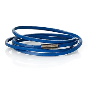 Cowhide Leather Bracelet BLue Cord End Clasp 79cm(31 1/8")