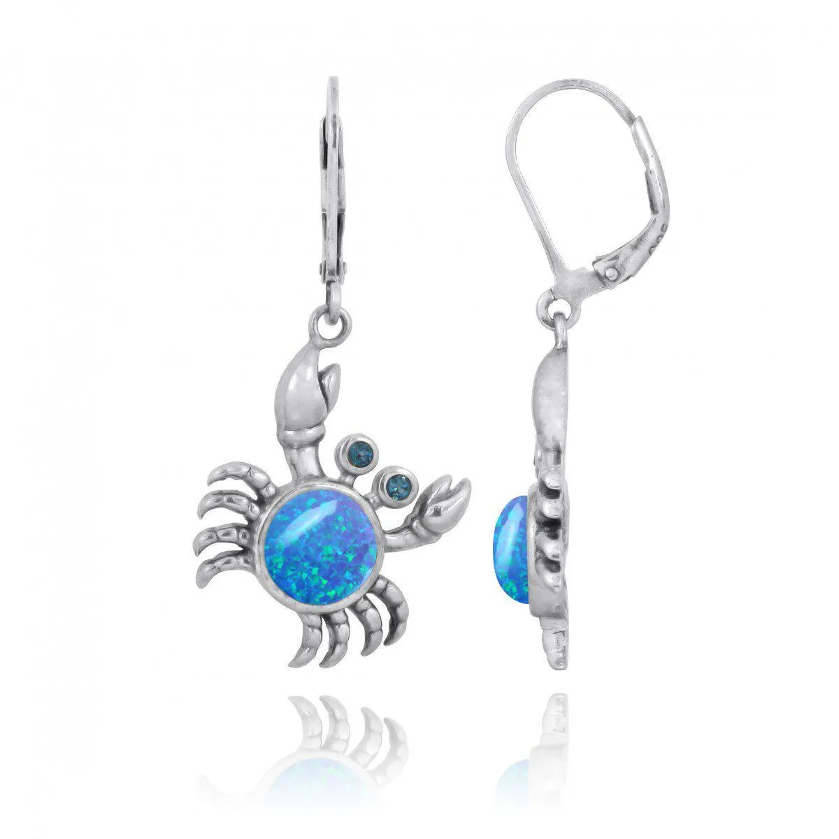 Crab Earrings with Blue Opal and London Blue Topaz