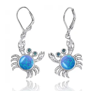 Crab Earrings with Blue Opal and London Blue Topaz