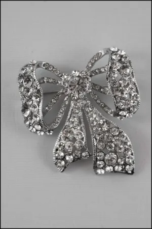 Crystal Bow Brooch Pin