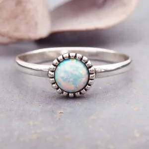 Dainty Round Opal Ring