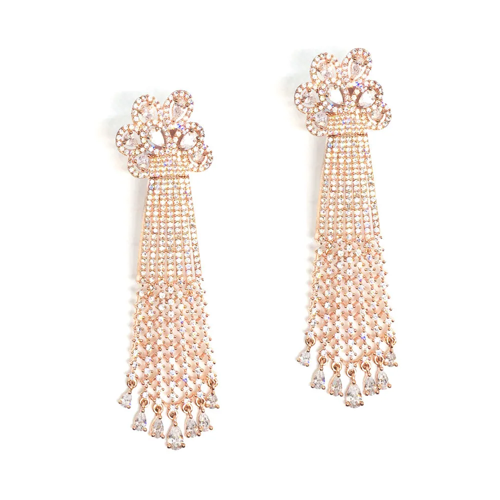 Dazzle | Rose gold plated simulated diamond chandelier earrings