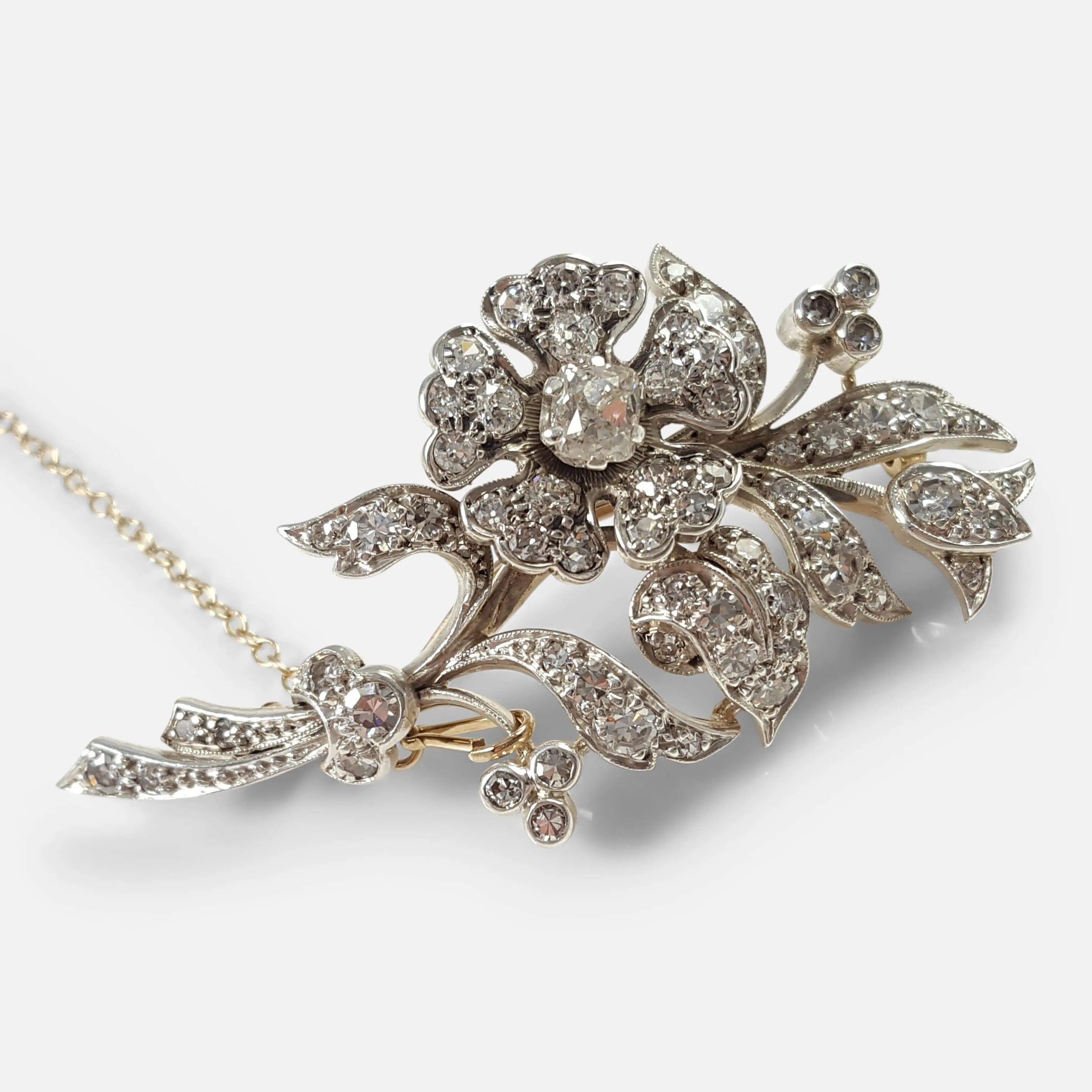 Diamond Floral Brooch, Circa 1900s