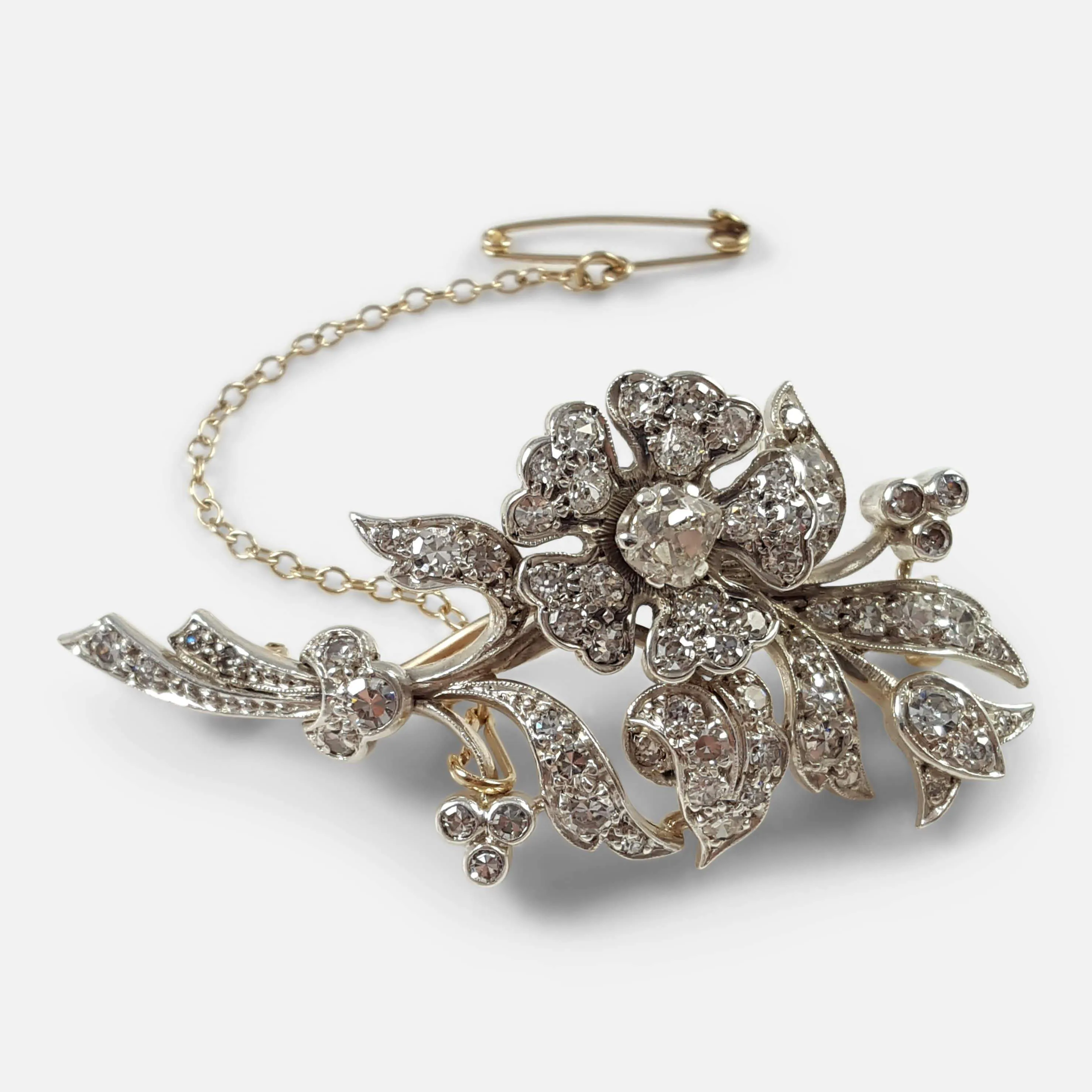 Diamond Floral Brooch, Circa 1900s