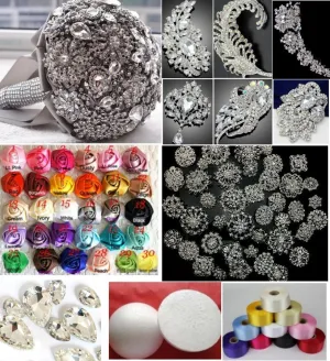 DIY Kit Silver 10" Brooch Bouquet Free Holder KIT-506