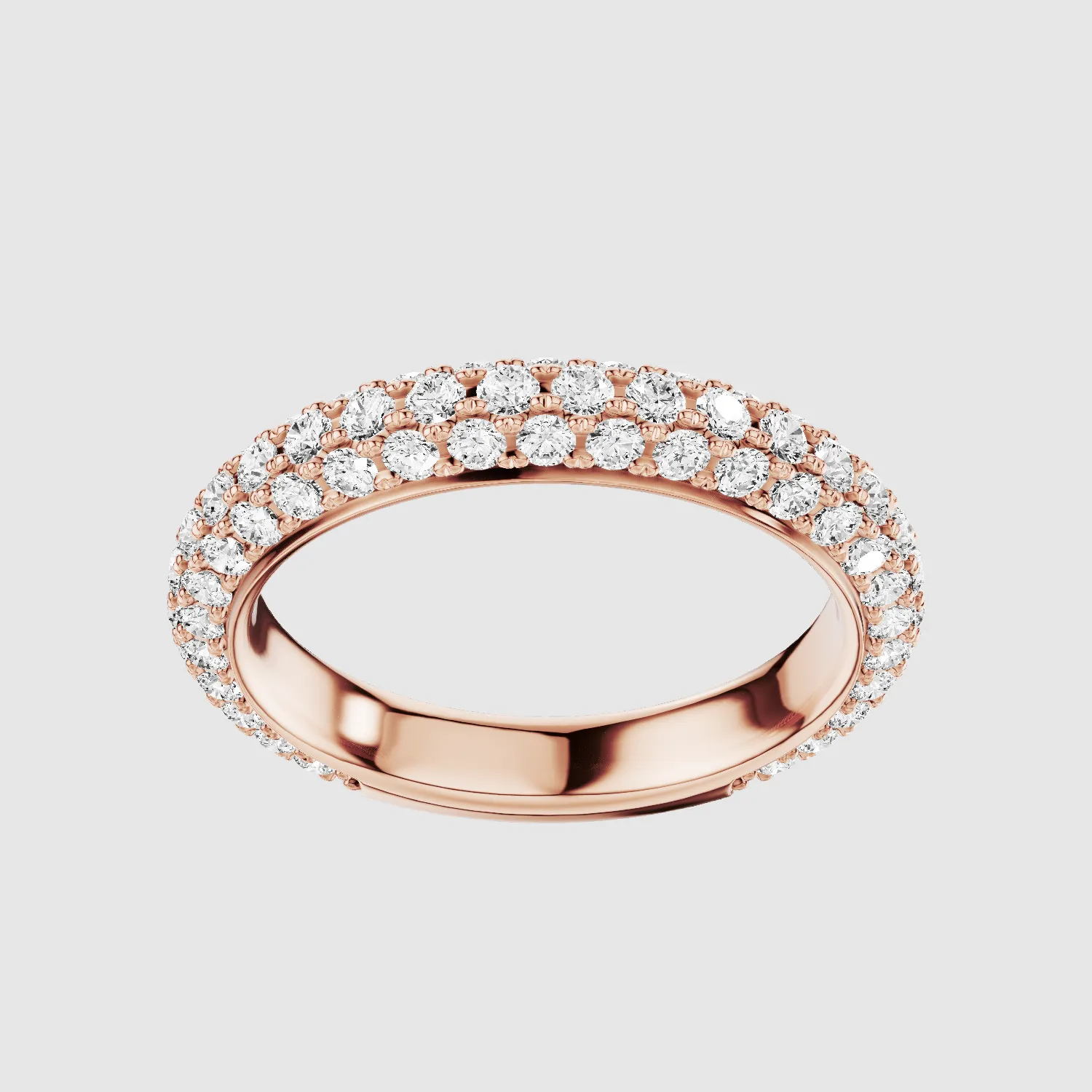 Dome - Micro-Pavé Set Lab Grown Diamond 3/4 Eternity Band-Round