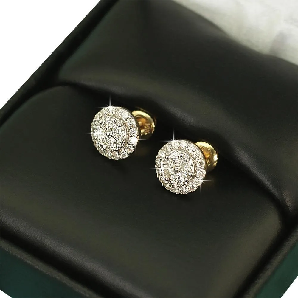 Double Circle Diamond Earrings .45cttw 10K Yellow Gold