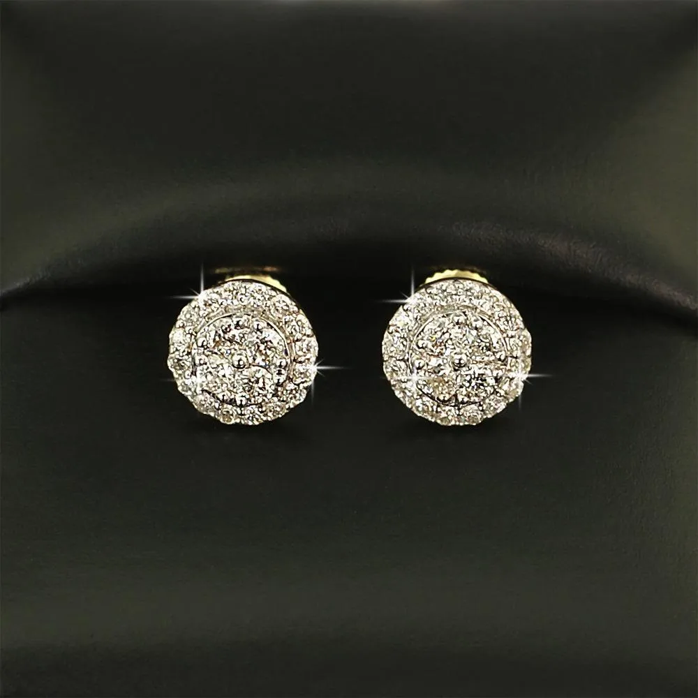 Double Circle Diamond Earrings .45cttw 10K Yellow Gold