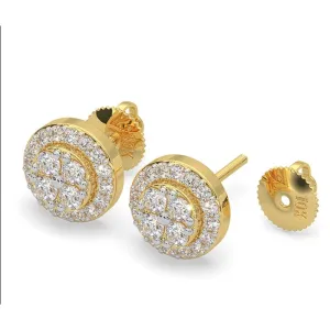 Double Circle Diamond Earrings .45cttw 10K Yellow Gold