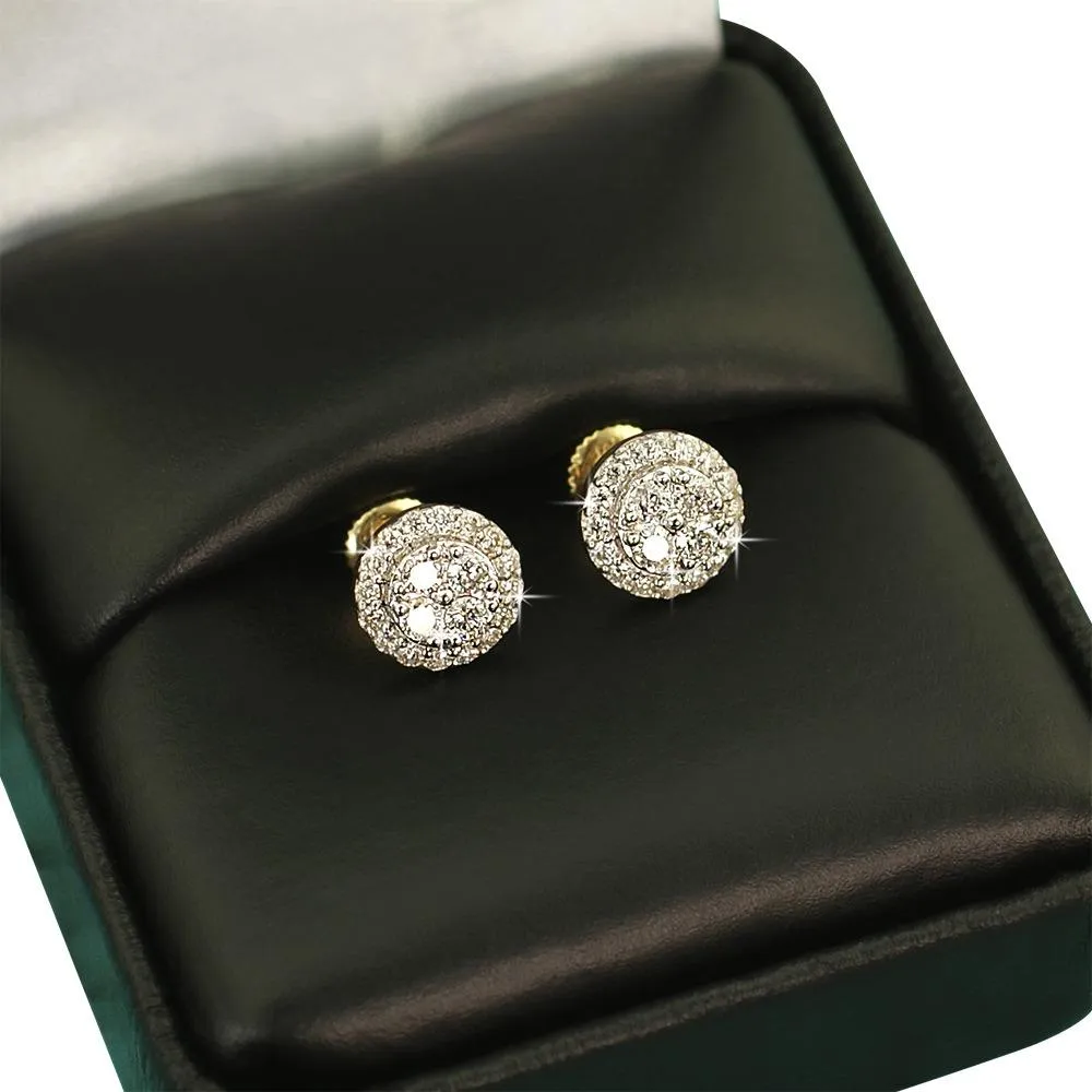 Double Circle Diamond Earrings .45cttw 10K Yellow Gold