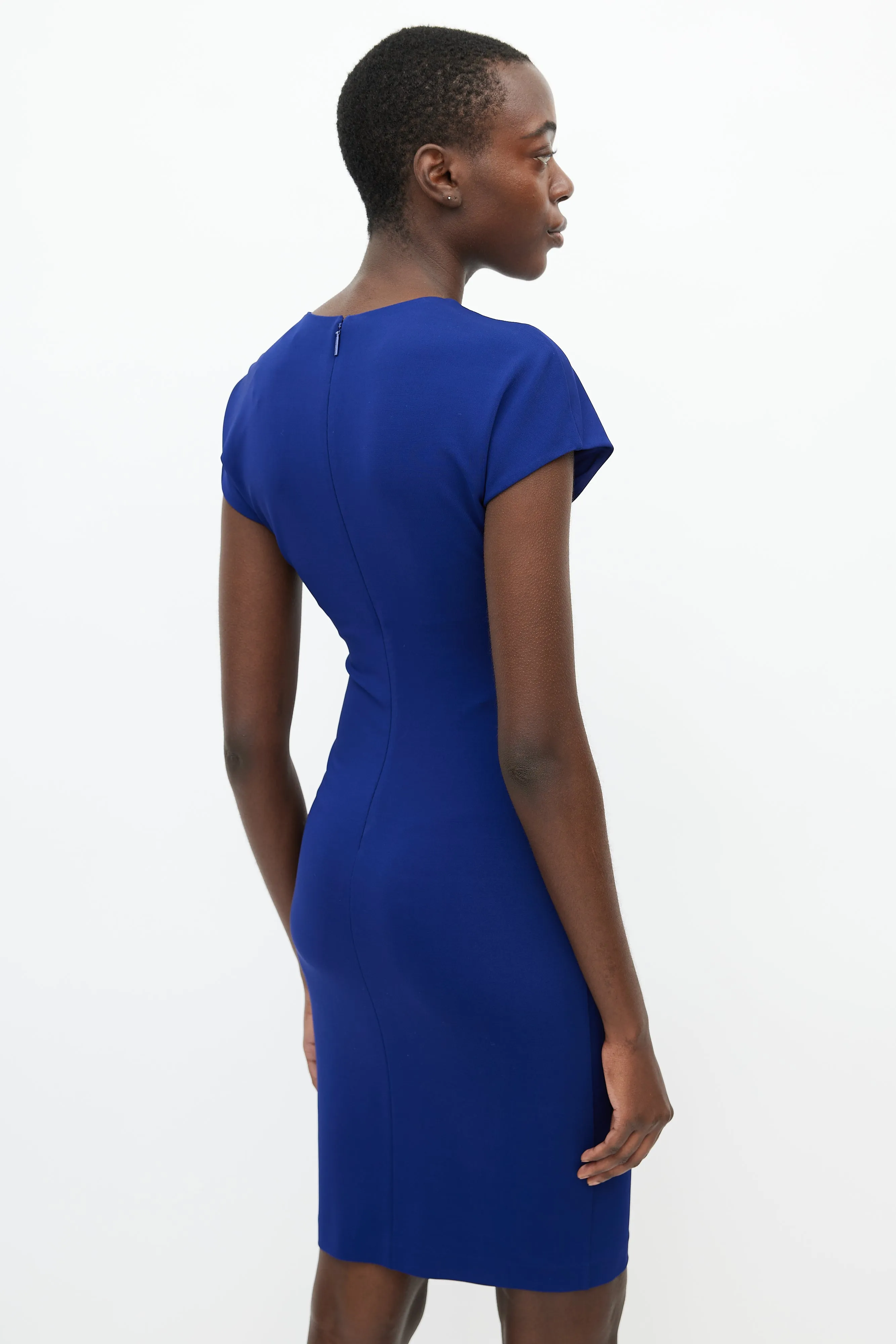 Electric Blue Brooch Shift Dress