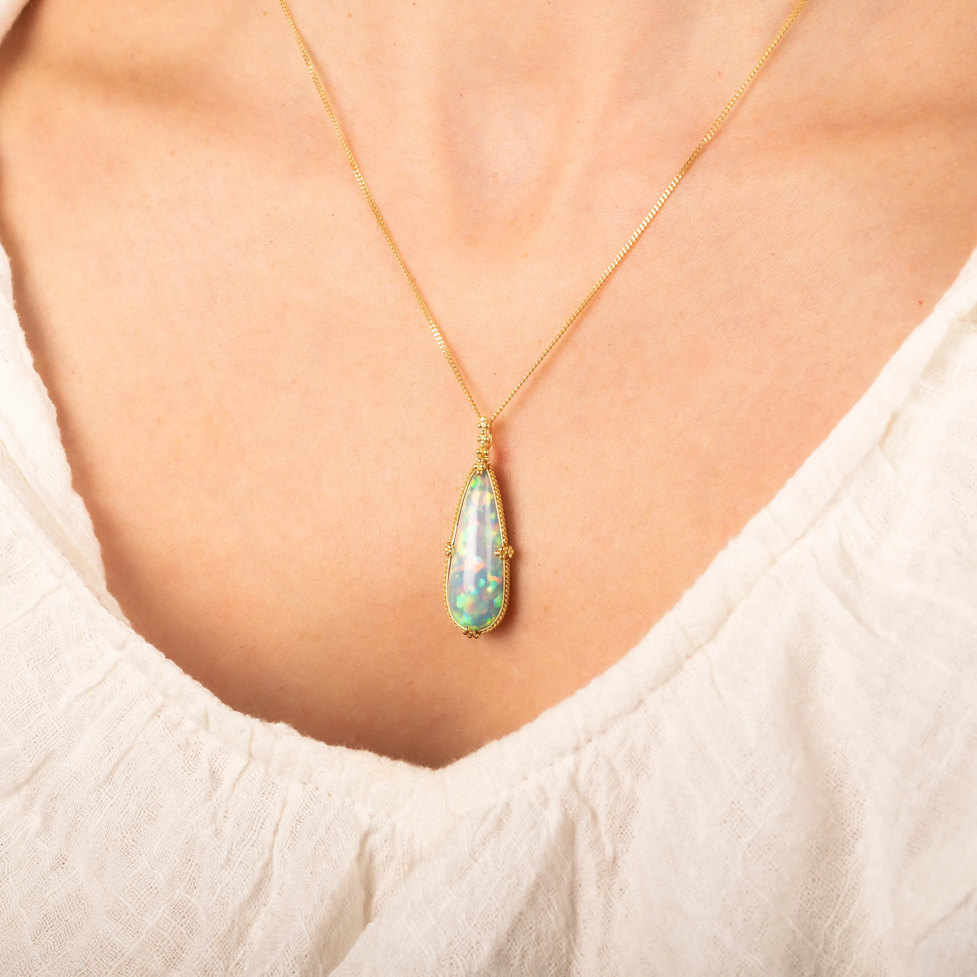 Elongated Ethiopian Opal Necklace