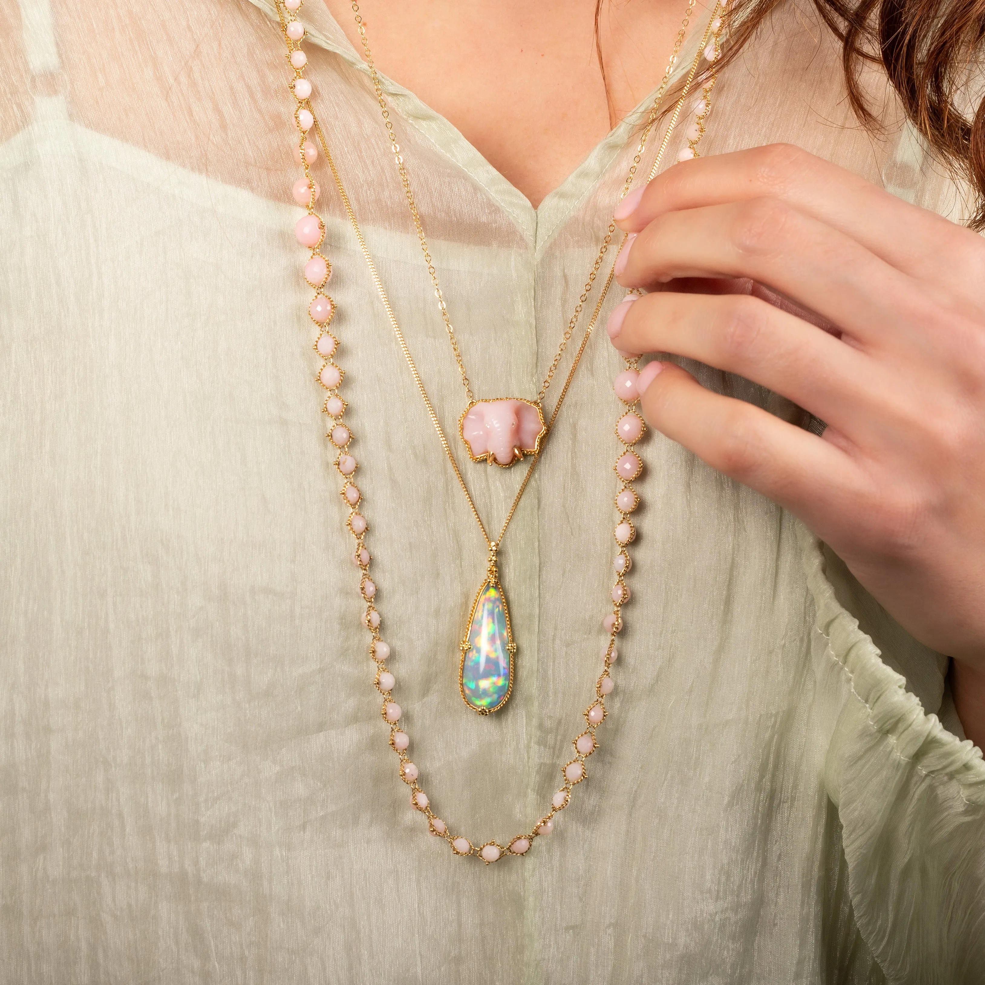 Elongated Ethiopian Opal Necklace