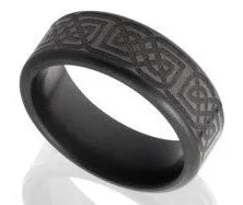 Elysium Kratos Celtic Pattern Black Diamond Wedding Ring