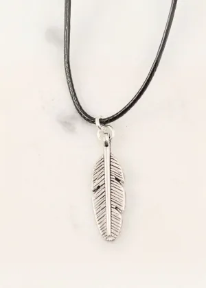 Feather Black Cord Necklace