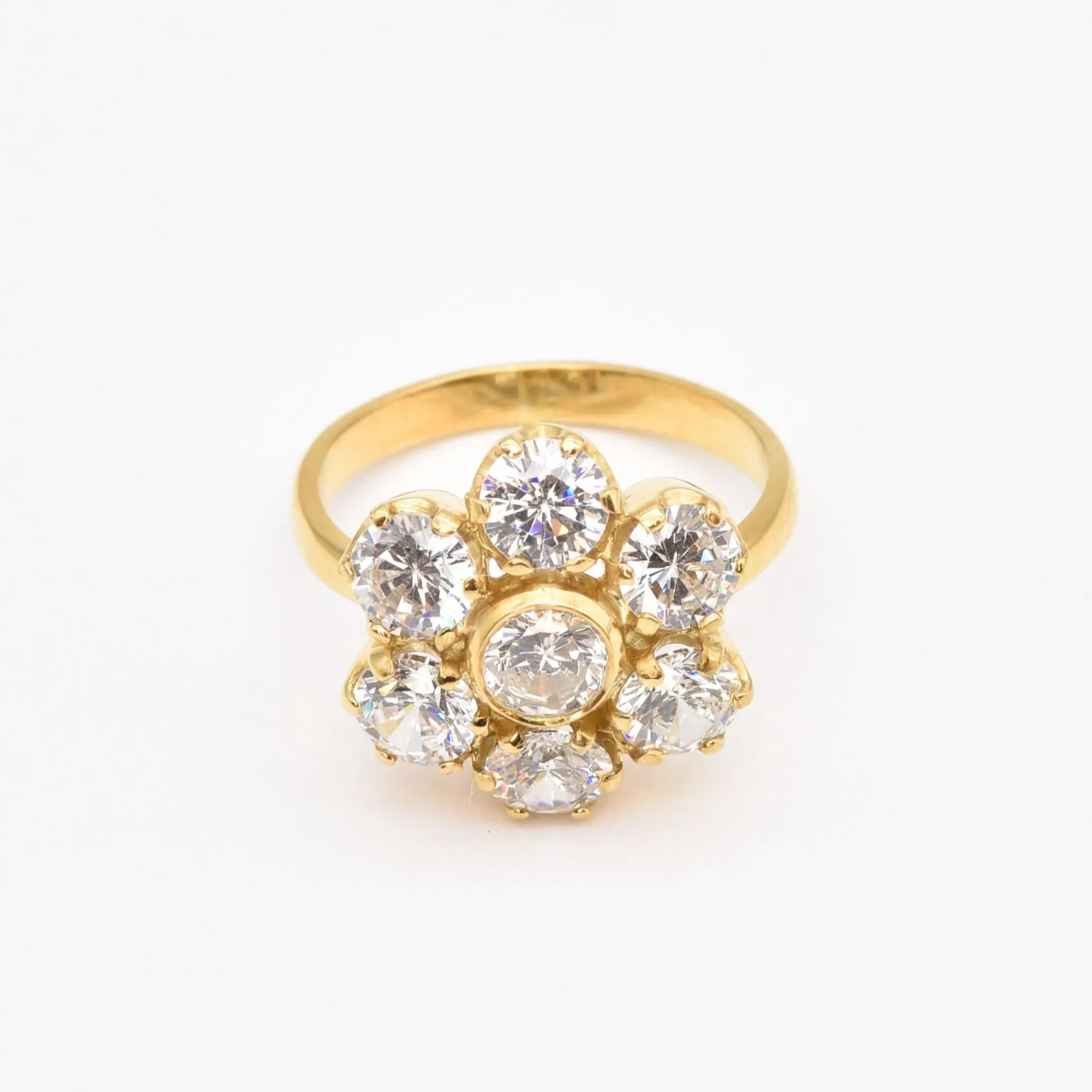 Flower Diamond Ring - Gold Diamond Ring - Sparkly Cocktail Ring