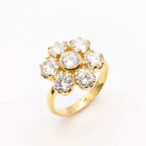 Flower Diamond Ring - Gold Diamond Ring - Sparkly Cocktail Ring