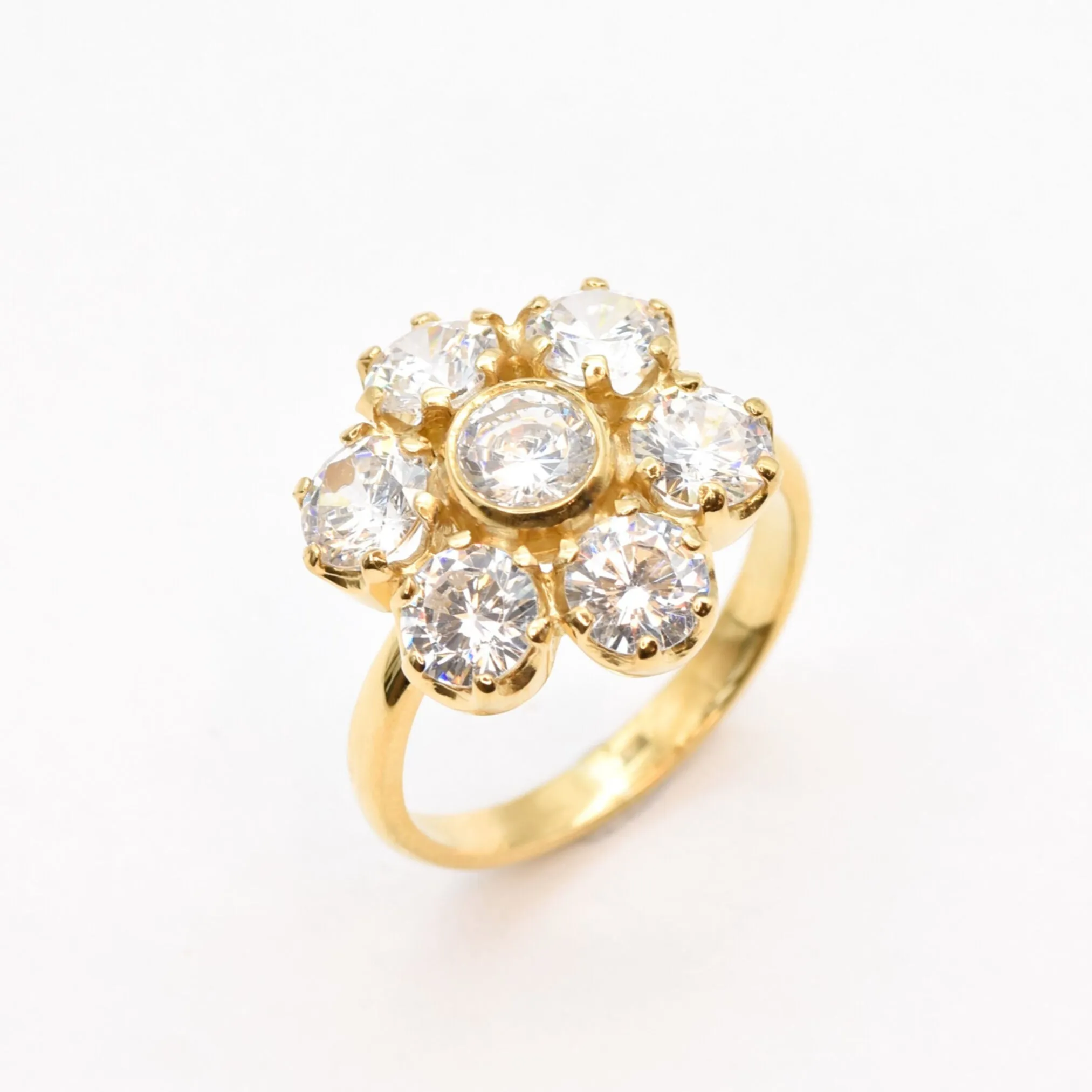 Flower Diamond Ring - Gold Diamond Ring - Sparkly Cocktail Ring