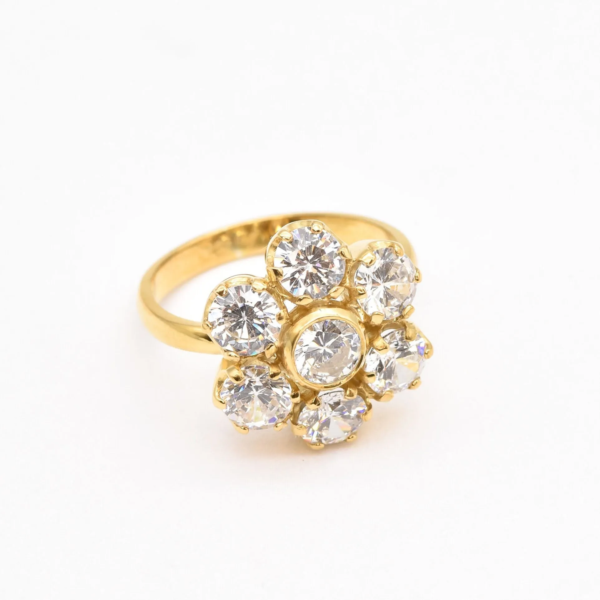 Flower Diamond Ring - Gold Diamond Ring - Sparkly Cocktail Ring