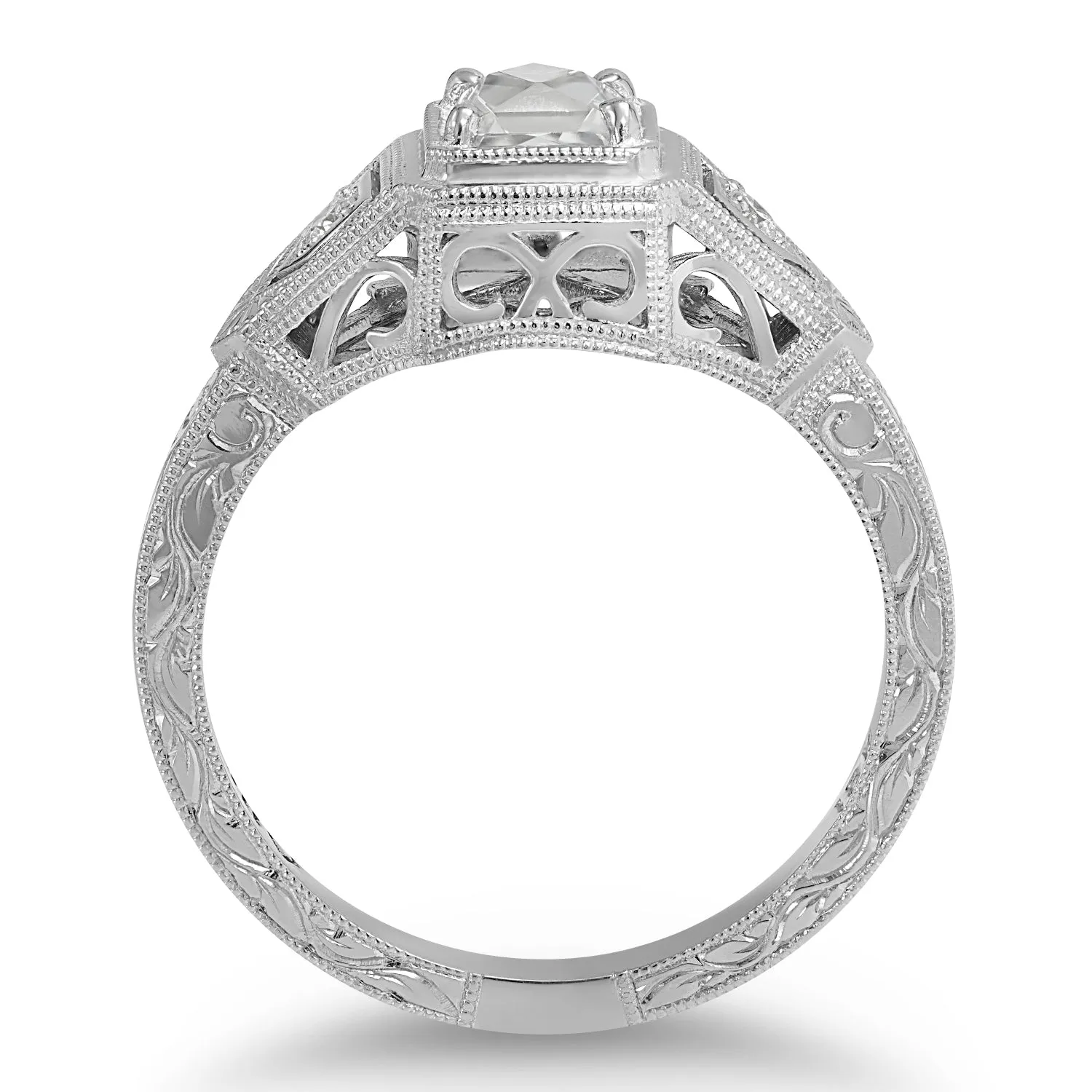 French Cut Diamond in Engraved Ring