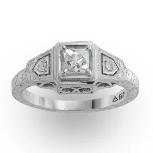 French Cut Diamond in Engraved Ring